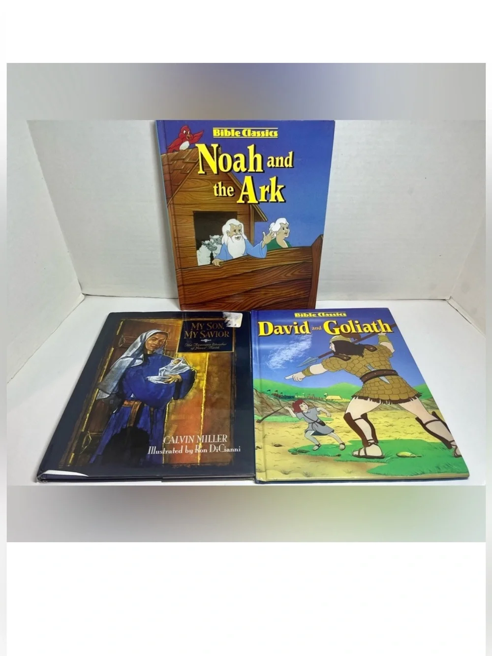 KIDS BOOKS - BIBLE CLASSICS - NOAH & THE ARK/DAVID & GOLIATH/MY SON, MY SAVIOR